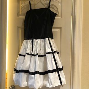 David Charles girls white &black puffy dress